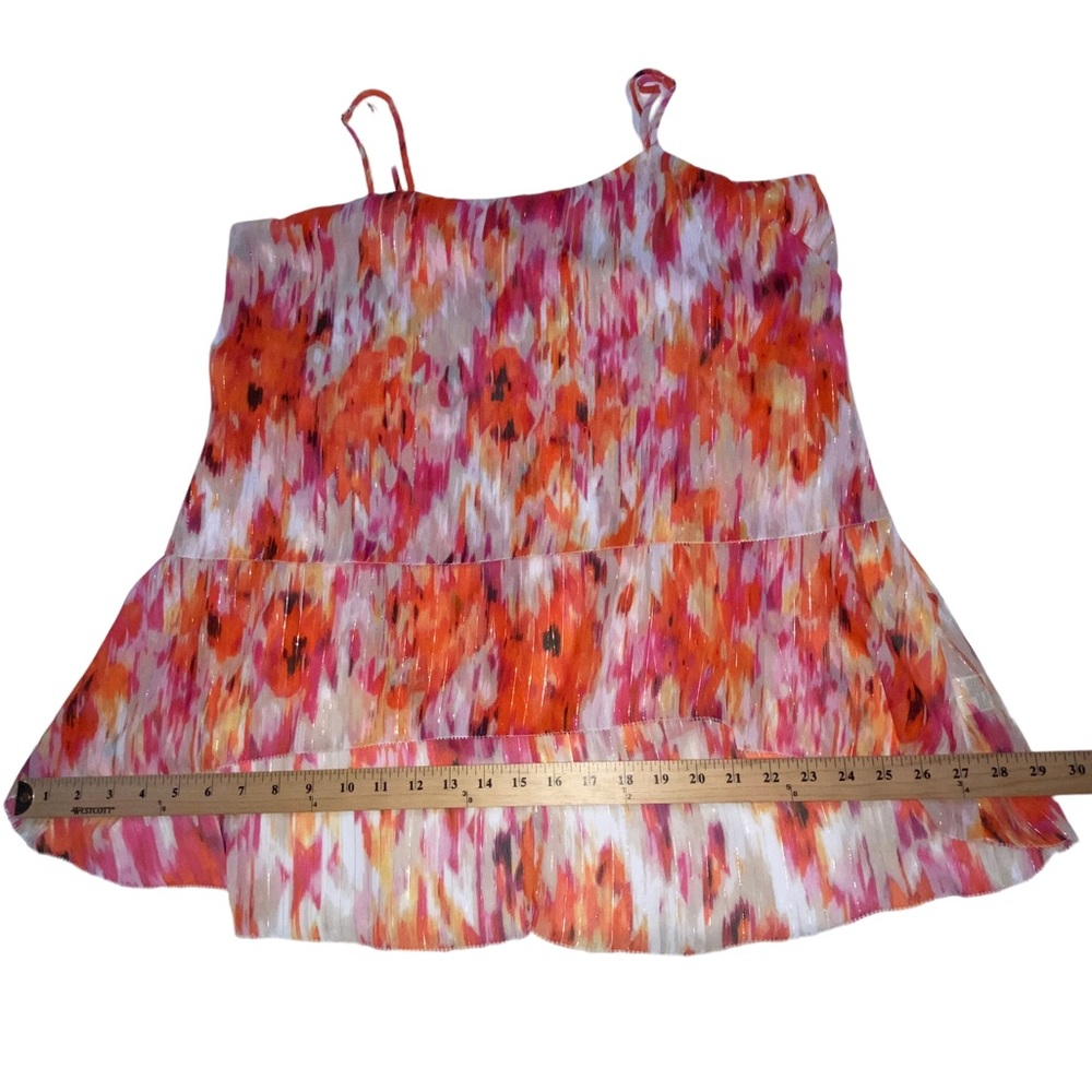 ANA Ikat Golden Poppy Sheer Tiered Strappy Multi Color Top Women’s Large NWT - Picture 5 of 15